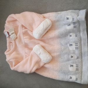 0-3 month Faux Fur Trim Sheep Sweater dress